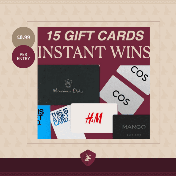 15 Gift Cards Instant Win Prizes